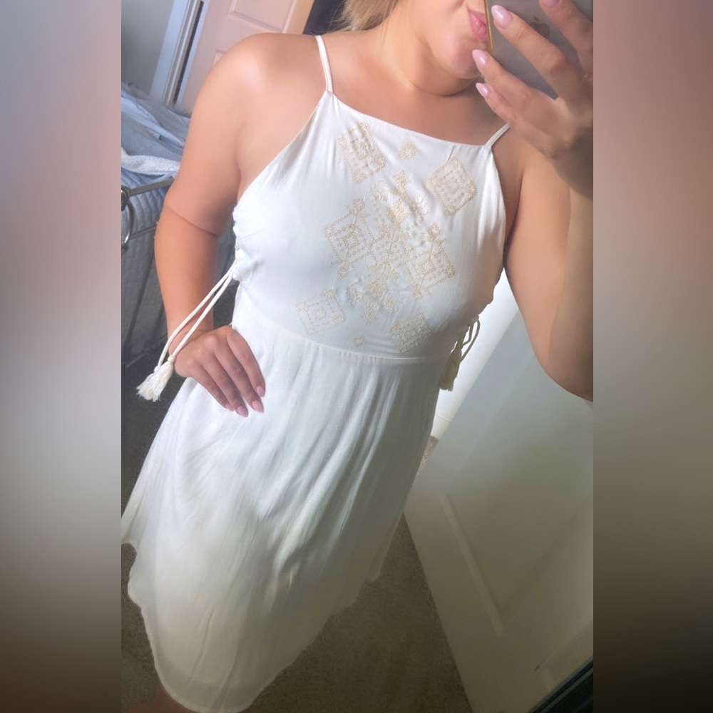 Boho White Embroidery Sundress